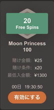 MoonPrincess100のフリースピン・ジョイカジノ
